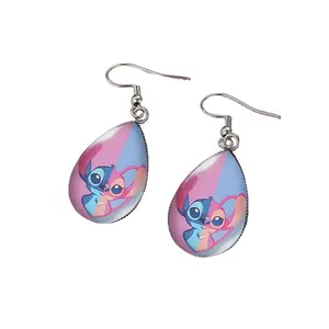 Disney Stitch Teardrop Earring - Pink and Blue Design with Character Illustration - Fashion Accessory for Disney Fans