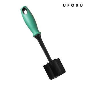 UFORU This meat chopper features six curved blades for mincing meat and is a heat-resistant meat mashing tool suitable for hamburger meat, ground beef, turkey, etc.  Made of nylon, it won't scratch cookware.