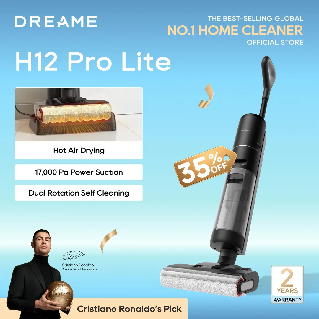 DREAME H12 PRO Lite/  H12 Pro Flexreach Lite/   H12 Flex Reach Lite Wet Dry Vacuum Cleaner, Smart Floor Cleaner Cordless Vacuum and Mop for Hard Floors, One-Step Edge to Edge Cleaning with Hot Air Drying Black