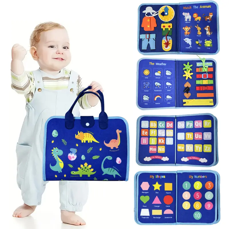 YRUIZEUP Unisex Montessori Felt Sensory Activity Board - Felt Fabric Interactive Book, Baby Fine Motor Skills Builder, Travel Puzzle for Preschool Early Education (Animals, Hearts, Shapes) Holiday Gifts