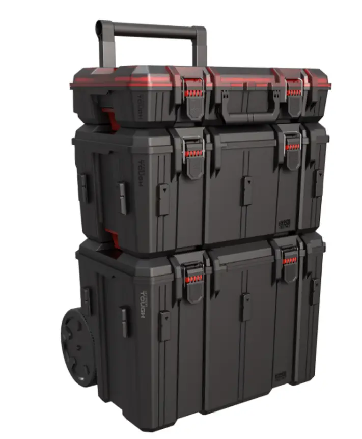 Hyper Tough Hyper Stack Heavy Duty 3 Piece Modular Rolling Toolbox System, Black