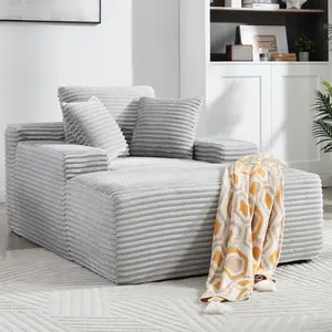 Oversized Chaise Lounge Chair Indoor, 67" Upholstered Corduroy Couch with 3 Pillows,Comfy Fluffy Cloud Couch,Modern Deep Seat Sofa,Single Sleeper Sofa Chair for Livingroom,Bedroom,No Assembly
