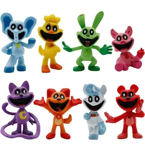 8PCS-set Smiling Critters Figures Anime kawaii Catnap doll PVC Model toy Catnat desktop decoration children Birthday Gifts