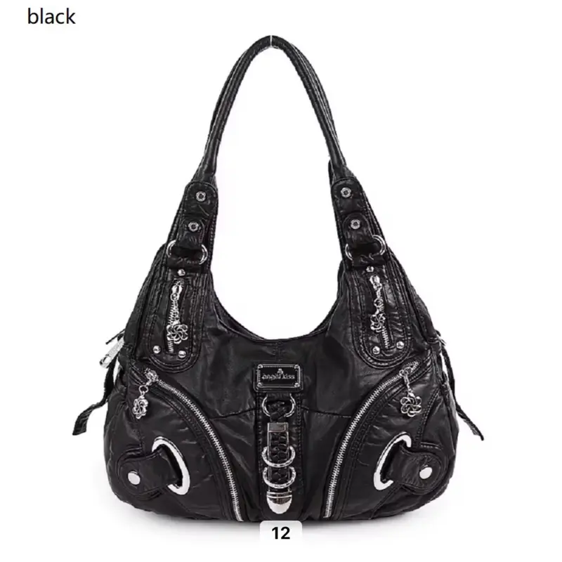 Y2K Big tote Soft Leather Shoulder Handbag Vintage Color with Unique Design and Silver Accents Retro Style bag Large Capacity boat
