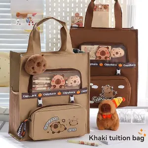 1pc Canvas Study Bag Pencil Case, Simple Storage Organizer, Durable Fabric School Supplies, Perfect for Students and Teachers