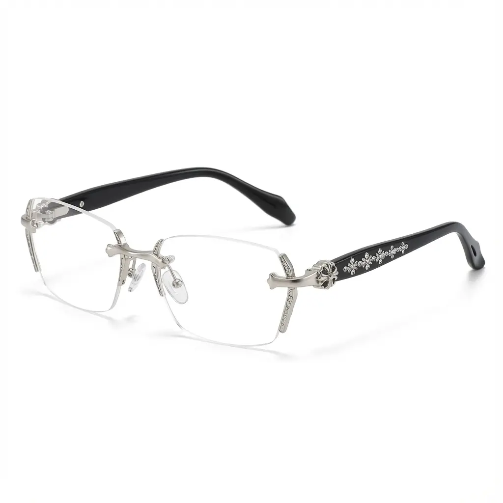 ZENOTTIC Rimless HD Blue Light Blocking Glasses - Diamond-Cut Edge Detail, Lightweight Metal Frame, Modern Rectangular Clear Lenses for Computer & Daily Wear - Unisex summerwins