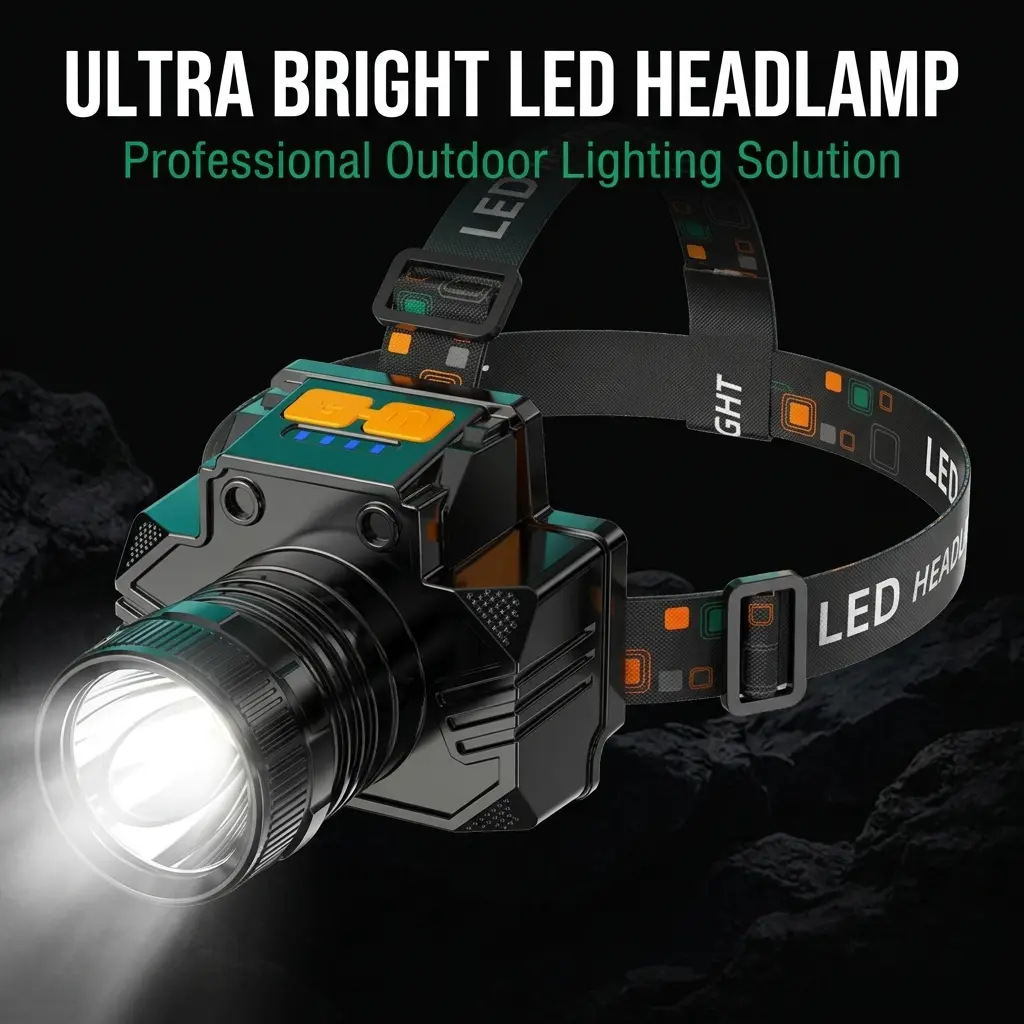 zoomable led headlamp,rechargeable head flashlight,waterproof head lamp,adjustable focus headlight,outdoor camping headlamp,fishing head light,work headlamp,night emergency headlamp,hiking headgear light