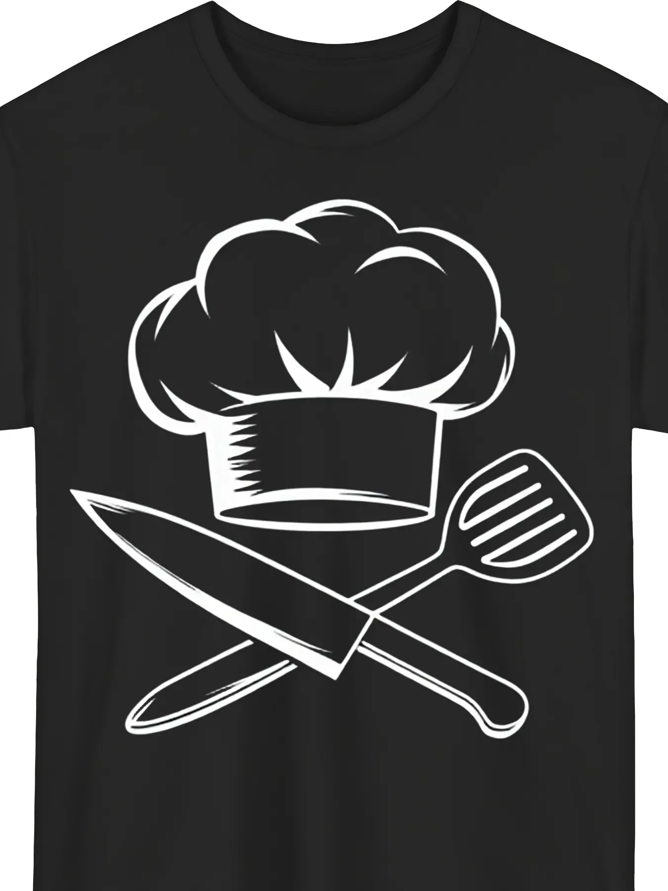 Men'S Heavyweight 180Gsm Chef T-Shirt With Knife & Spatula Print |   Professional Culinary Cooking Apparel Short Sleeve Round Neck Chef Uniform (S-3Xl) For Restaurants Cooking Classes & Chef Jobs Plus Size