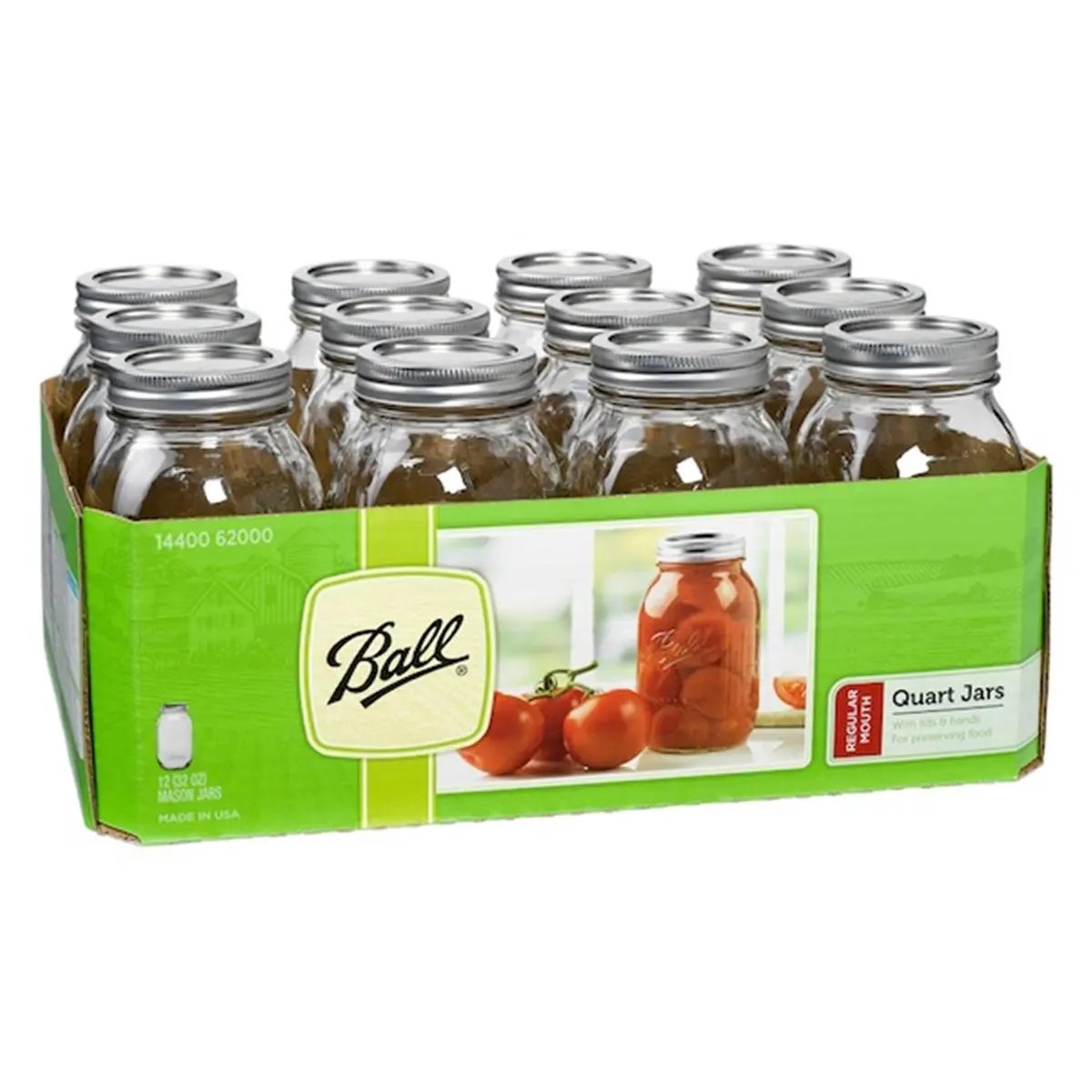 212 MAIN 16oz Regular Mouth Glass Ball Jar with Sealed Lid (BG10640) - 1x12 CT Commercial Restaurant Kitchen Container for Food Preservation (Refrigerate Up to 3 Weeks), Mustard, Vinegar, Jams, Jellies, Sauces, Frustration-Free Packaging