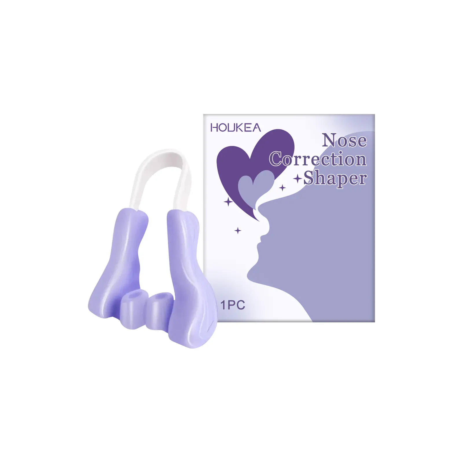 Houkea Silicone Clip-On Both Sides Nose Beauty Care Device - Adult Manual Tool for Wide or Flat Noses, Wing Tightening, Natural Moisturizing, Shape While Sleeping (12.69g, 5.3*3.7*1.8cm)