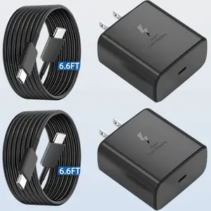 Type C Charger Fast Charging 2Pack USB C Super Fast Charger Block with 3.3/6.6FT USB-C Android Phone Cable for Samsung Galaxy S26 +/Ultra S25 S24 S23 S22 +/Ultra/ S21 S20/Tab S9/iPhone 17/16/15 and More