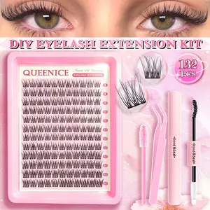 (Hot Selling Model) Summer Natural Style, Lash Clusters, individual lashes, Extension lash, Mixed Style /Mermaid, Contains Glue, Tweezers, Brush, Reusable, Suitable for a Variety of Occasions