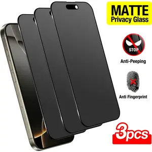 3 Pack Privacy Screen Protector Tempered Glass for iPhone 11-16 Anti-Spy Matte Finish