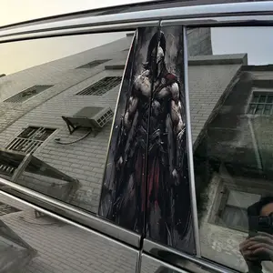 2pcs Spartan Warrior Car Sticker B-Pillar DIY Center Pillar Film Decorative Car Accessory