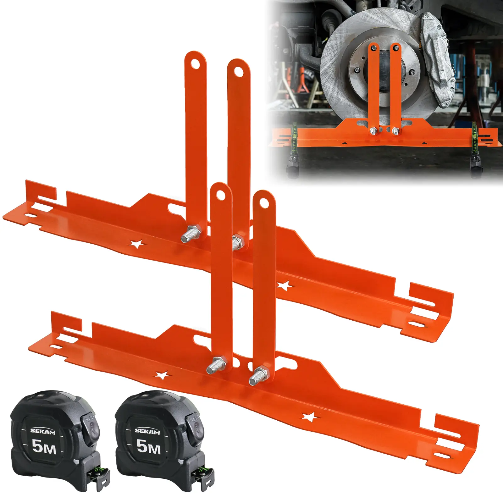 Sekam  upgraded Heavy-Duty Steel Wheel Alignment Tool Kit, Collapsible Toe Alignment Tool Plates for Car/Trucks/SUVs, Enhanced Compatibility 2 Tool Plate, 2 Tape Measures