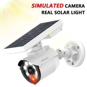 {Wire Free Solar Motion Light} Outdoor Motion Sensor Solar Powered Wireless Simulated Fake Camera Brightest Floodlights Spot Lighting Waterproof Spotlight Home Security LED Lights Defiant Activated Detector