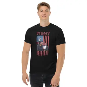 Trump Fight Rally 2024 MAGA Shirt, Trump Supporter Gift, Trump Rally, Trump American Flag, Felon Trump Shirt, Stand with Trump Conservative