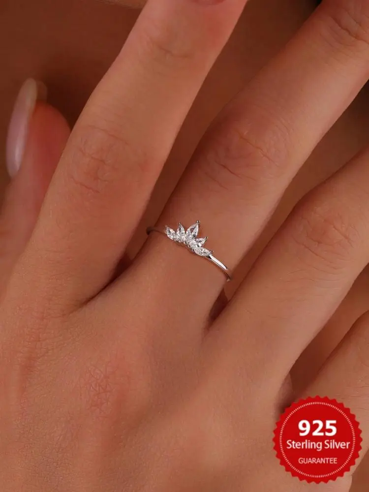 925 Sterling Silver Personalized Simplicity Crown Zircon Ring For Women Engagement Wedding Luxury  Fine Jewelry