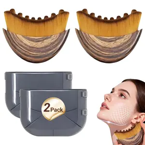 Summervibes Lymphatic Drainage Massager Face Brush, Lymphatic Contour Face Brush to Sculpt Jawline & Reduce Puffiness Double Chin Reducer, Improves Skin Glow & Absorption, Ergonomic Precise Fit, 2 Pack