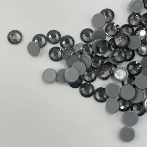 ASFA136 Round Shiny Black Diamond Glass Hot Fix Rhinestones quality Durable For Crafts Jewelry Apparel Decoration