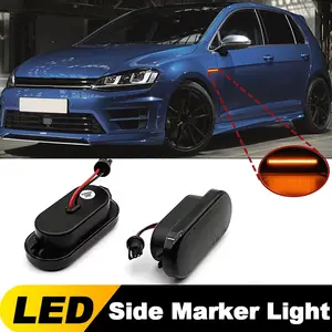 2Pcs Dynamic Side Turn Signal Light Fits Golf3/4/Passat3BG/Polo6N/Seat Ibiza/Ford Fiesta ✅ Dynamic Flow + Anti-Fall! ✅ 18SMD 3x Bright ✅ Smoked Lens Side Visibility Up!