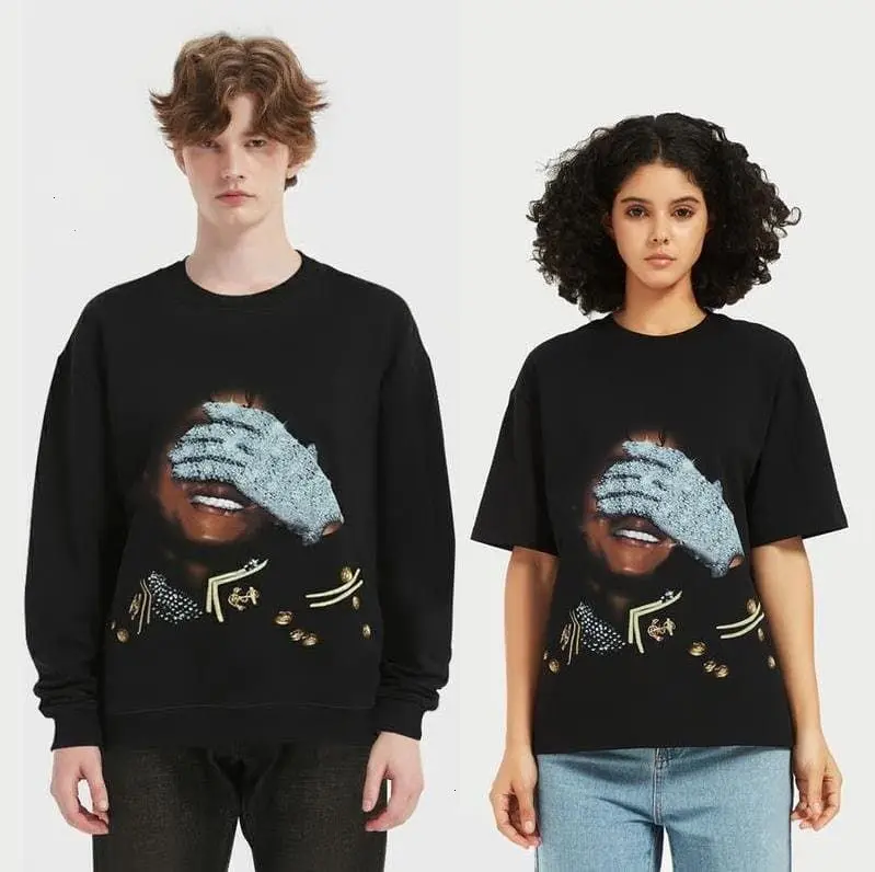Michael Faux rhinestone print (2D) Glove, graphic tshirt, oversized shirts, Jackson, MJ , gift, rhinestone shirts