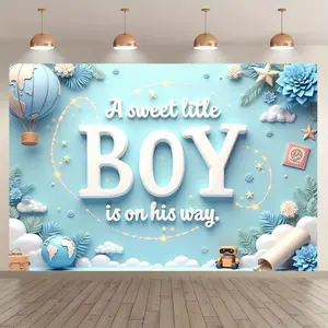 Baby Shower Party Banner, Party Decorations Banners, 1 Count Colorful Letter & Balloon Pattern Wall Hanging Backdrop, Indoor Backdrops, Photo Props Background Cloth for Party Decoration, Ornaments, Party Decoration Supplies