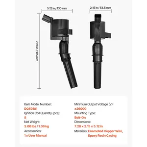 VEVOR Ignition Coil Pack, Set of 8, Compatible with Ford E150 E250 E350 E450 Econoline Super Duty Excursion Expedition F150 F250 F350 VPG MV-1 Lincoln Navigator, for Engines 4.6L 5.4L V8 6.8L V10
