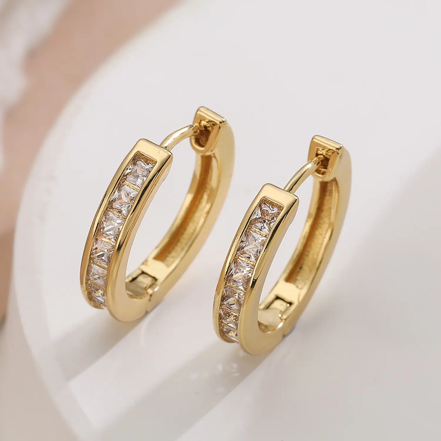 Small Stainless Steel Huggie Hoop Earrings for Men, 2-Piece Minimalist Set with Crystal Zirconia for Cartilage, Gold & Silver, Earring Hoops, Men's Earrings