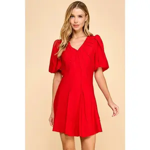 Rosie Dress - Red Flattering Waistline & Elegant Sleeves Versatile Fashion Forward Individual Must Have