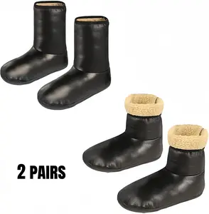 Waterproof PU Leather Socks Indoor Floor Thermal Socks with Fleece Lined Home Foot Low Cut Sock for Yoga Dance Sleeping