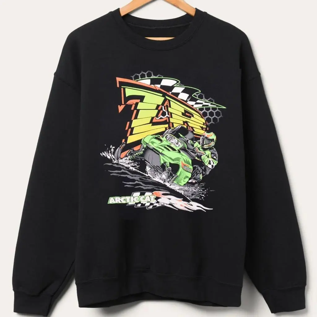 Vintage 1990s Snowmobile Heavyweight Arctic Cat Racing T-shirt Sweatshirt Hoodie