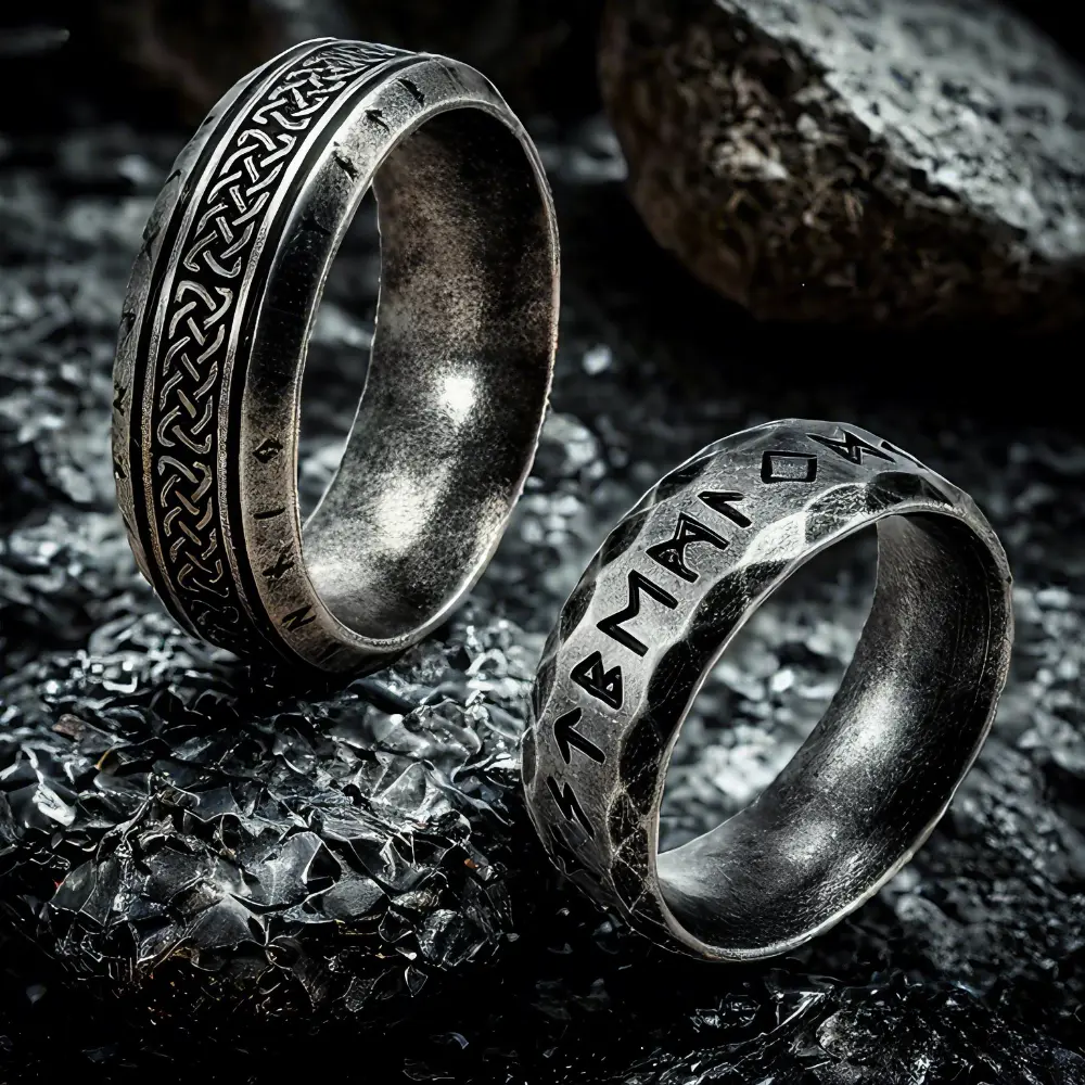 YILUOCD Stainless Steel Viking Runes Ring for Men Women Vintage Nordic Celtic Knot Rings Odin Letter Amulet Jewelry