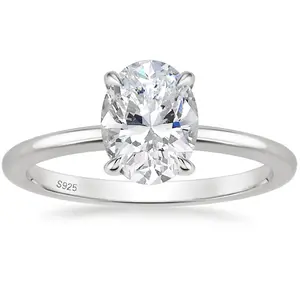 EAMTI 3CT 925 Sterling Silver Engagement Rings Oval Cut Solitaire Cubic Zirconia CZ Wedding Promise Rings for Her Wedding Bands for Women