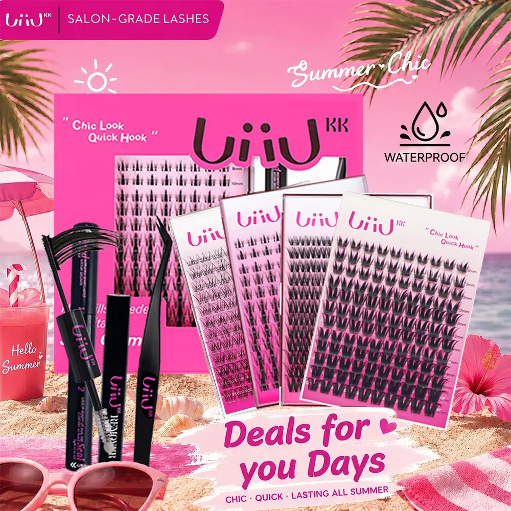 UiiUKK DIY Lash Clusters Waterproof Long-Lasting Fluffy & Weightless Look Individual Eyelash Extensions with Ultra-Thin Band Bond Sea Remover Makeup for Girls Beginner Friendly Cosmetic Individual Natural Girl Gifts  beach essentials Curl Lashes
