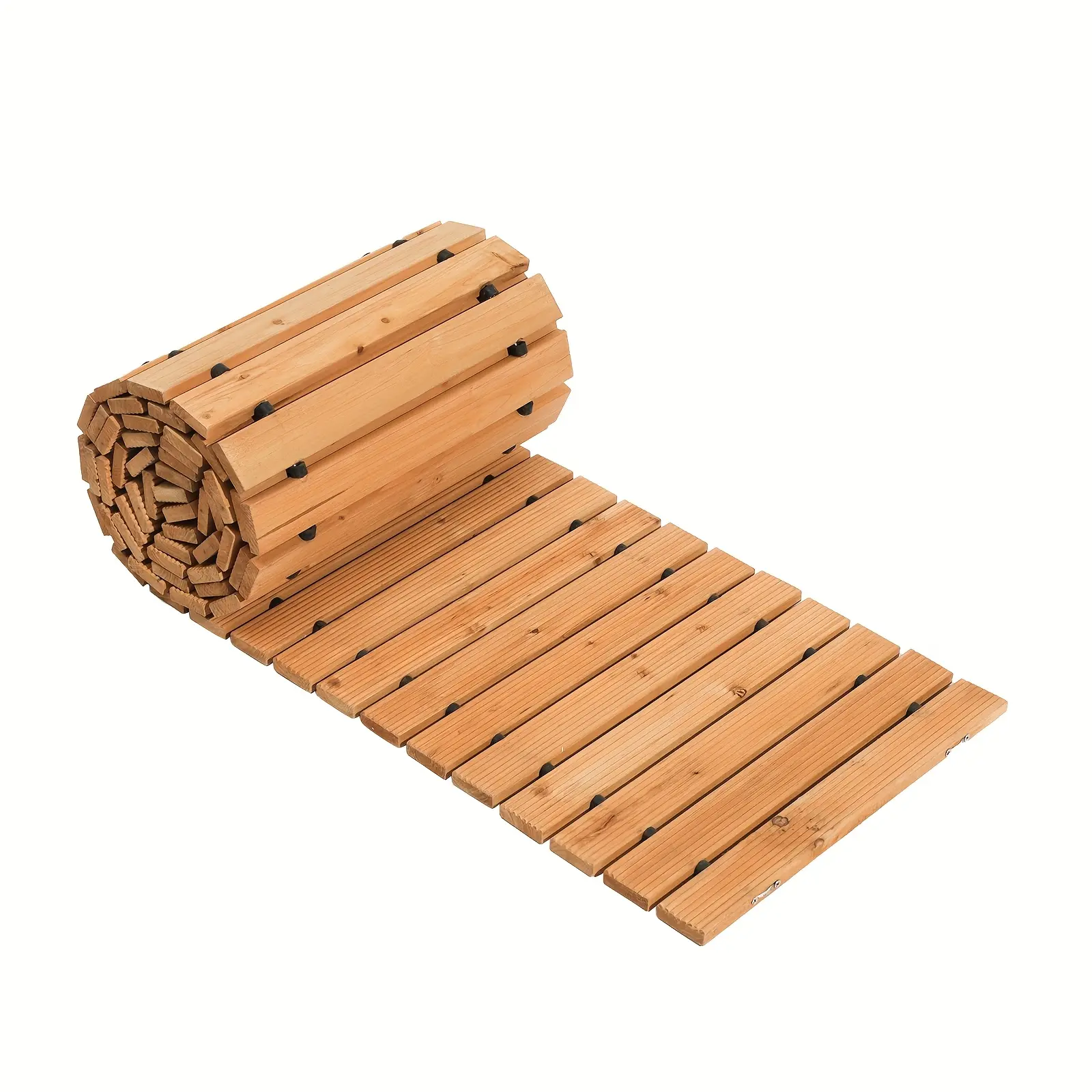 PIYPIY Roll-Up Recycled Pine Wood Garden Pathway - Multi-Size (6ft,8ft,10ft,12ft) Durable Weather-Resistant Outdoor Walkway Boardwalk Deck with Natural Grain for Patio, Wedding Parties, Recycled Wood