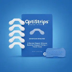 OptiStrips Soft Silicone Nose Pads for Glasses (5 Strips + Travel Case) – Anti-Slip, Hypoallergenic & Reusable (50-Day Supply) Eye Irritation Red Marks