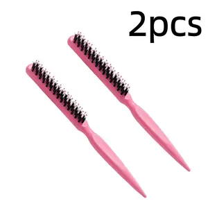 2pcs Three-Row Boar Bristle Tail Comb, Synthetic Brush Bristles, Scalp Massage & Hairstyling Tool, Suitable for All Hair Types, 20 Daily Uses
