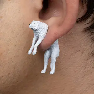 Wolf Earrings • Hand-Painted • 3D Printed • Quirky • Funny • Weird • Gift