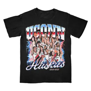 UConn Women's Basketball 24-25 Team Casual Cotton Crewneck T-Shirt Comfortable & Breathable Top for Fans Breathable Top Womenswear Everyday Soft Style Summer Streetwear