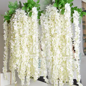 20PCS Artificial Silk Wisteria Flower Fake Hanging Wisteria Plant Vine for Garden Party Wedding Home Decoration