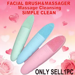 New Rechargeable Silicone Face Brush, Heated Vibration Massage, Facial Beauty Massagers, Deep Cleansing, Exfoliating, Available in Blue, Pore Cleansing Brush, Facial Cleaning Tool, Facial Care Instrument, Pore Scrubbing Brush