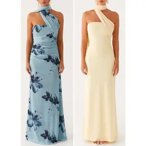 Floral Strapless Dress Backless Sleeveless Tube Maxi Long Dresses Sexy Mesh Summer Beachwear