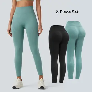 Halara 2-piece OneForm Seamless Flow High Waisted Tummy Control Butt Lifting Yoga Leggings Set No Pockets