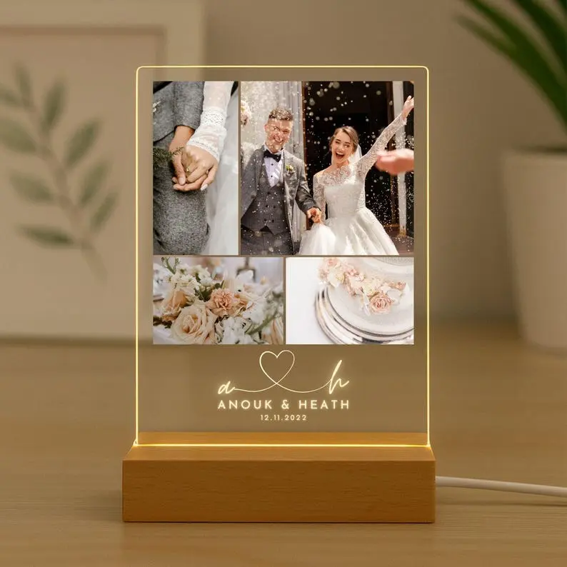 Personalized Memorial Light, Custom Wedding Ceremony Memory LED Plaque, Memory Sympathy Gift, In Loving Memory Keepsake, Bereavement Remembrance Lamp, 3D Acrylic Night Light Decor, Custom Engraved Picture Frame Room Decoration For Pet Lovers