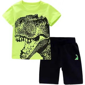 Toddler Boy Clothes Cartoon Cotton Summer Short Sleeve T-Shirt and Shorts Kids Outfit Set 2-7 Year