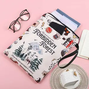Forest Patterned Book Cover Bag, 1 Count Book Sleeve Bag, Book Storage Bag, Desk Organizer, Stationery Supplies, Gift for Book Lovers, Book Accessories