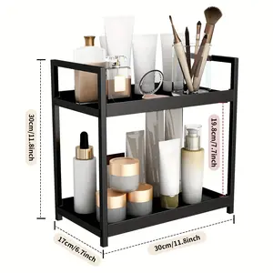 Two-Tier Cosmetic Organizer Box, Skincare, Lipstick, Perfume Holder, Makeup Vanity Tray, Spice Rack, Multi-Functional Storage Shelf, Bathroom Decor