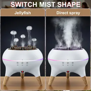 Dynamic multi-spray aromatherapy machine desktop flame humidifier household large fog colorful light remote control mist  magic wireless jellyfish  diffuser
