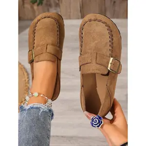 Spring & Fall Trendy Women's Open Toe Slip-On Mules, Vintage Style Comfortable Thick Sole Flats, Casual Wear All Season Shoes